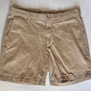 Peter Millar Men's Tan Flat-Front Chino Shorts 7” Inseam Size 36